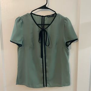 Shein blouse with tie and key hole back